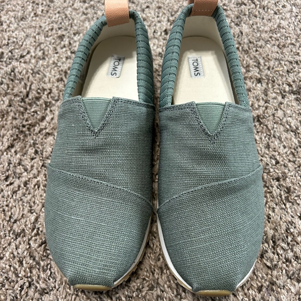 TOMS Women's Sage Green Slip-On Flats